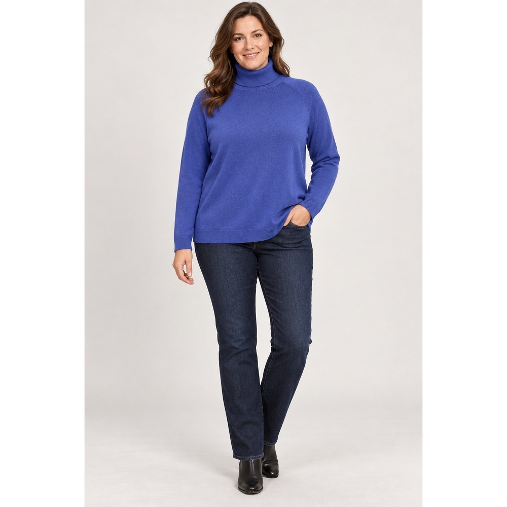 Karen Scott Turtleneck Sweater Womens XL Royal Blue Preppy Classic Soft Knit